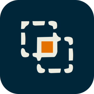 image of an icon showing a pair of dashed border squares overlap with orange overlap area between them